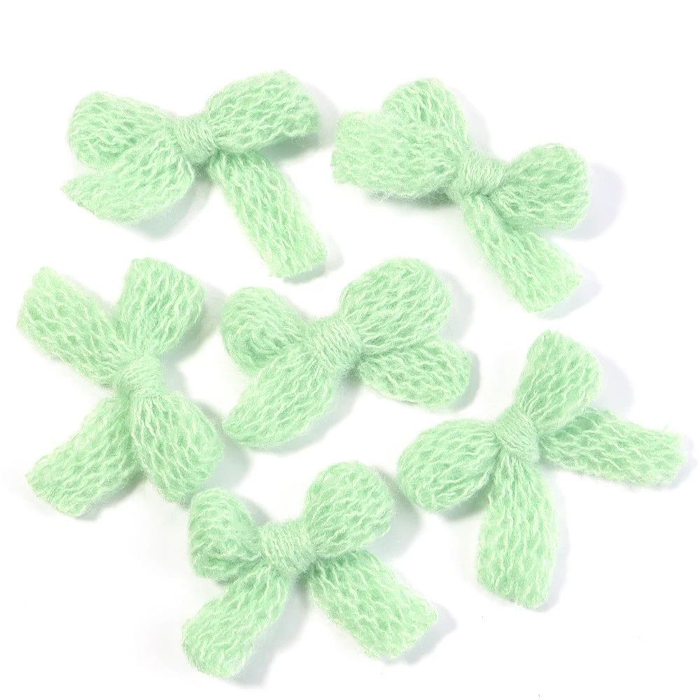 10pcs Fluffy Knitted Wool Yarn Bows – DIY Hair & Jewelry Craft DIY Hair Bow PLUSH green 4x5cm