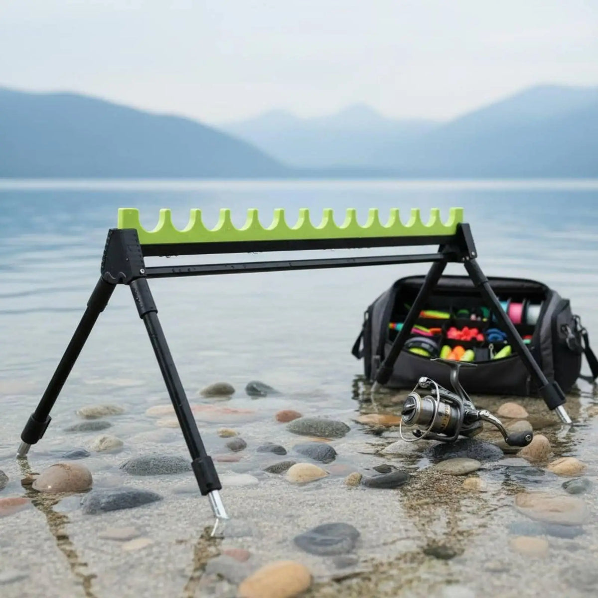 Telescopic Folding Fishing Rod Stand – Multi-Slot Bank Rack Fishing Rod Stand PLUSH