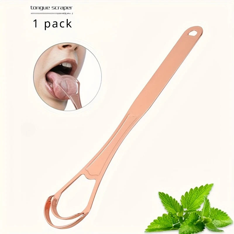 Double-Layer Tongue Cleaner & Stainless Steel Scraper Tongue Scraper PLUSH Rose Gold