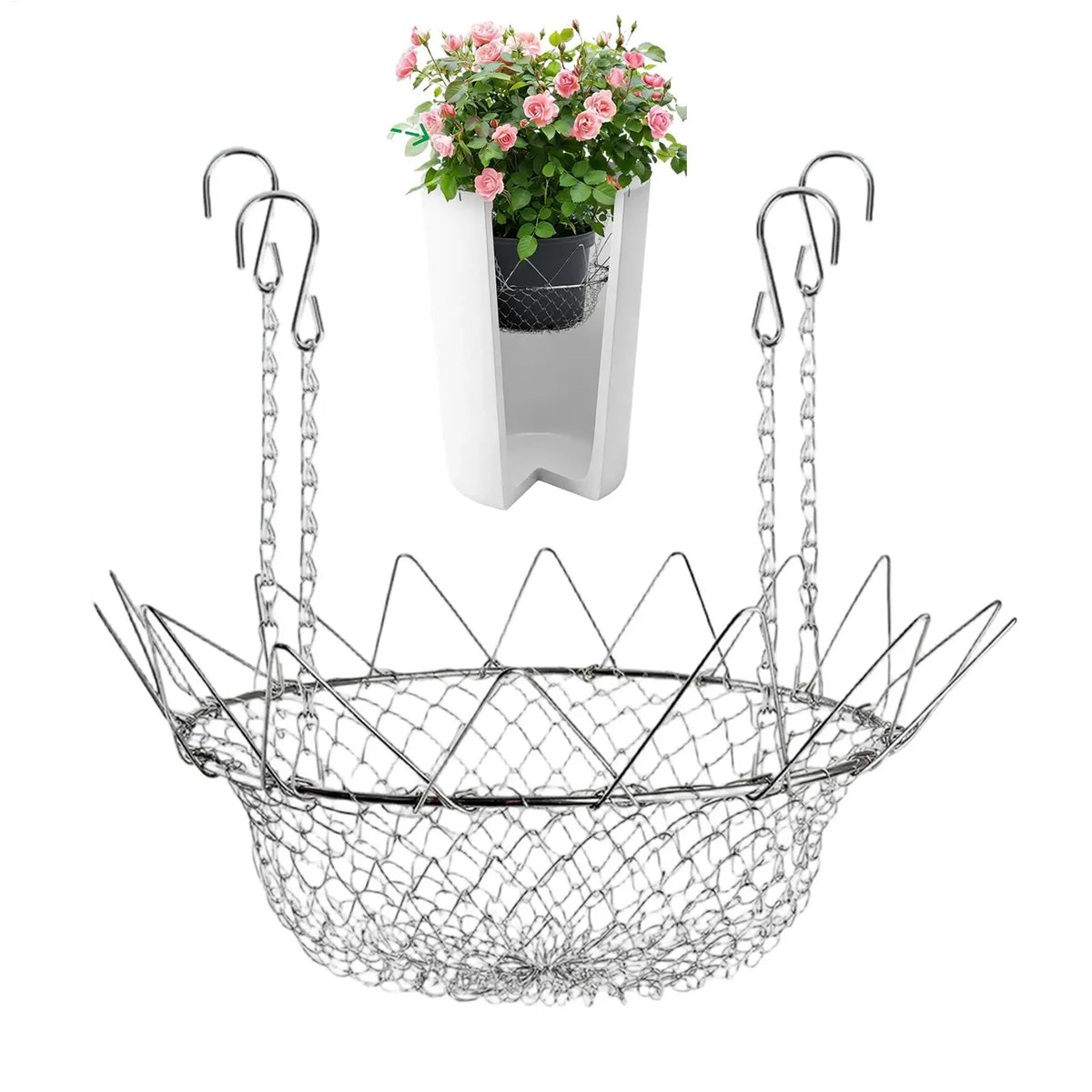 Adjustable Hanging Basket Plant Riser – Indoor & Outdoor Hanging Plant Riser PLUSH