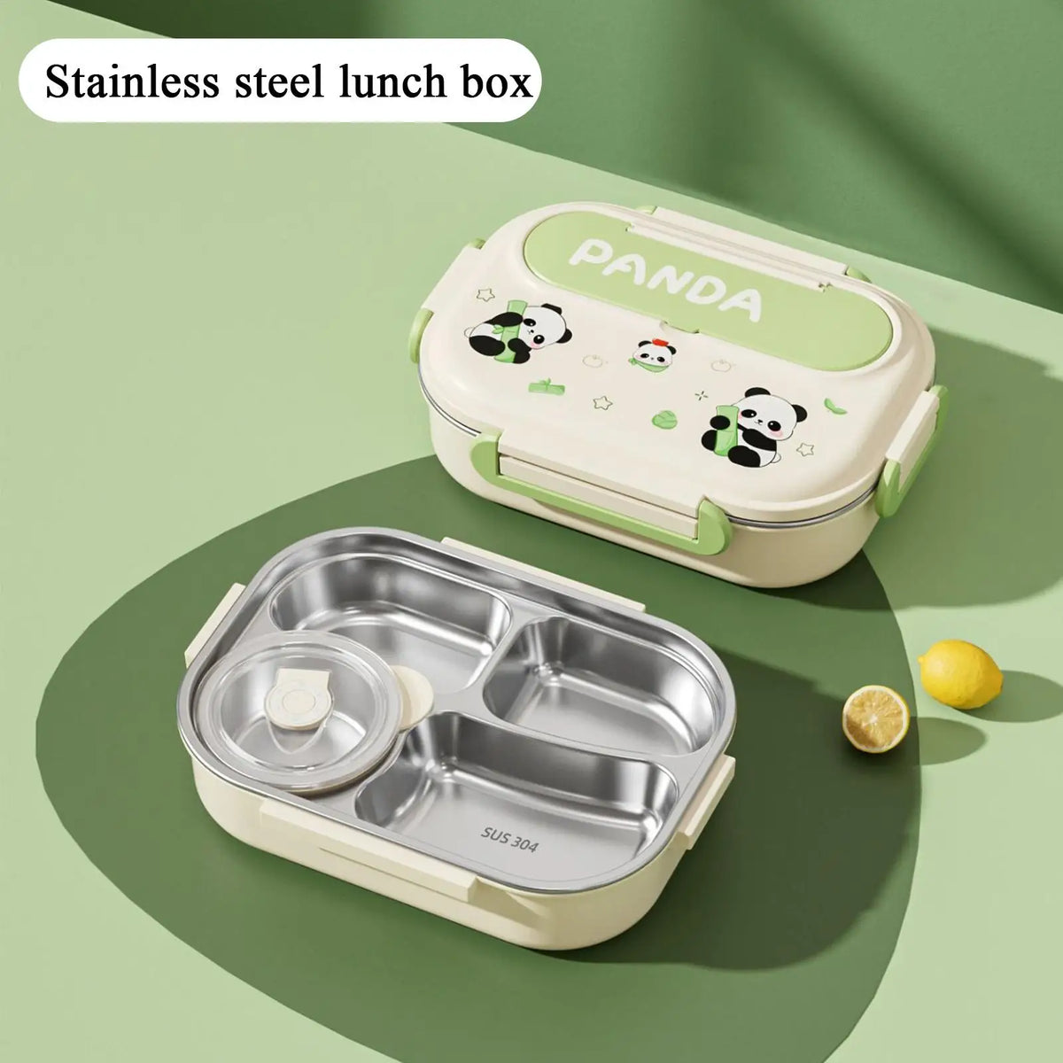 Stainless Steel Divided Lunch Box Set With Bowl & Cutlery Divided Lunch Box Set PLUSH