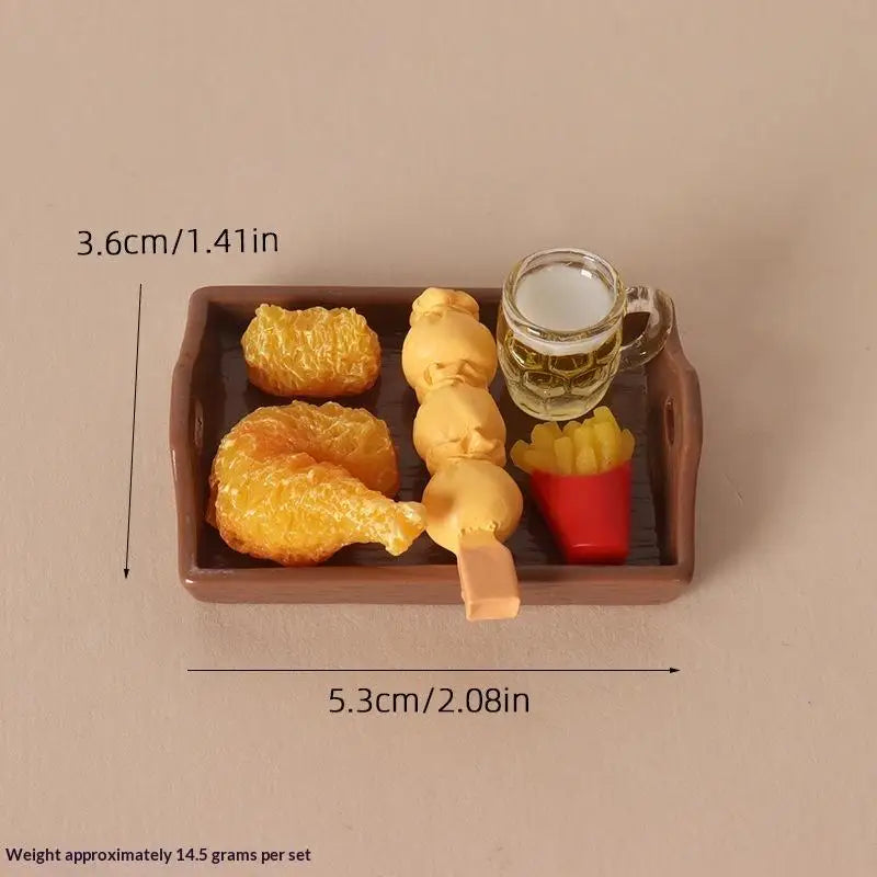 1:12 Miniature Fried Chicken & Beer Tray Dollhouse Kit Dollhouse Accessory Set PLUSH A1