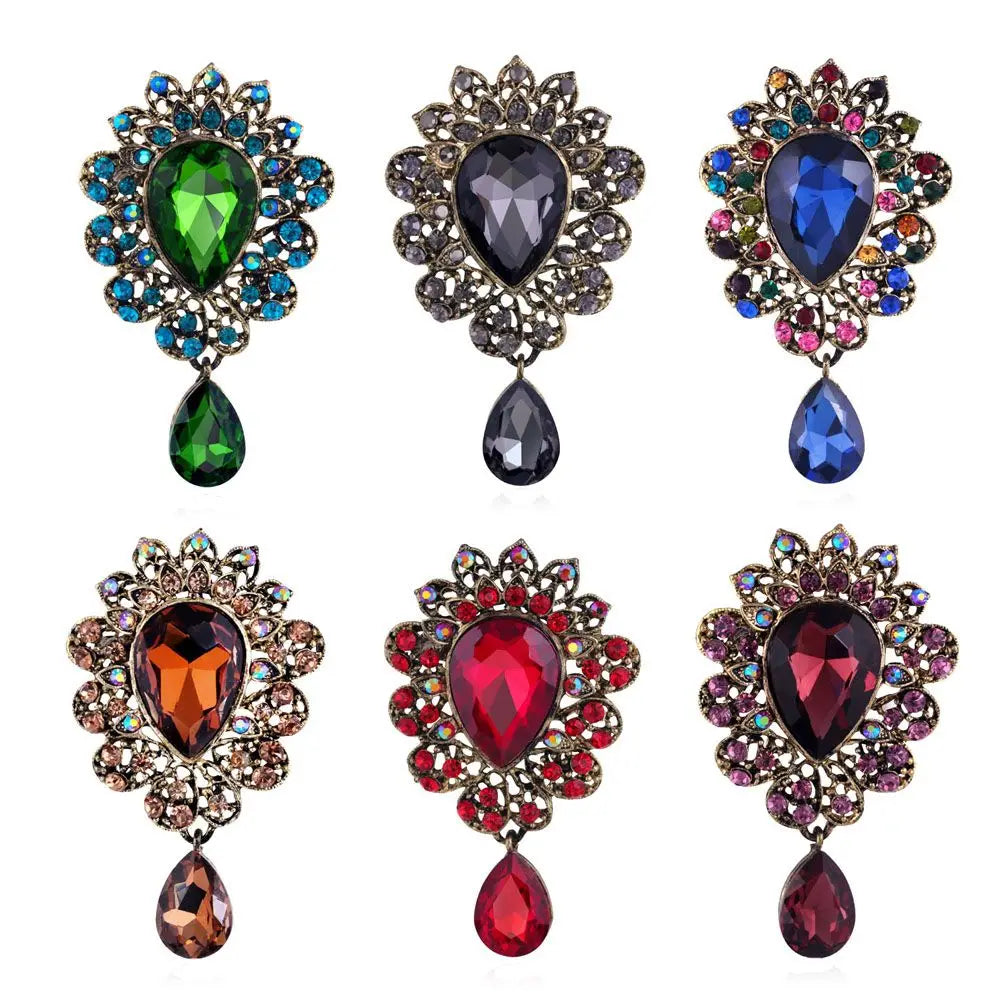 Water Drop Rhinestone Brooch Pin – Elegant Crystal Corsage Rhinestone Brooch Pin PLUSH