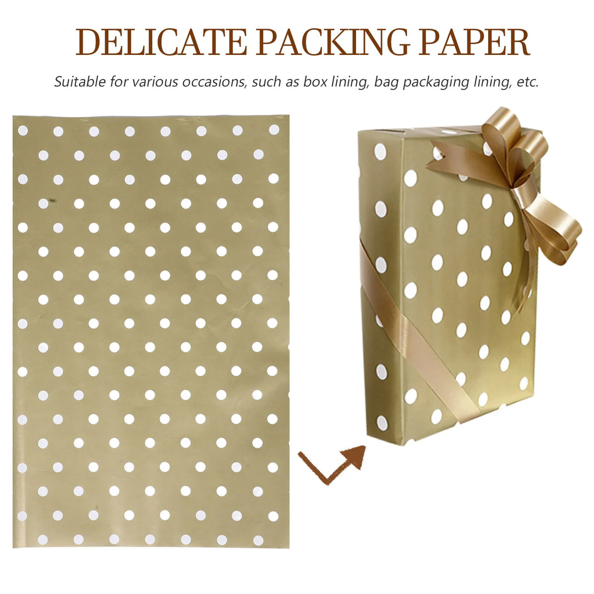 Gold Dot Aluminized Wrapping Paper Roll – Reversible Gift Wrap Gift Wrapping Paper PLUSH