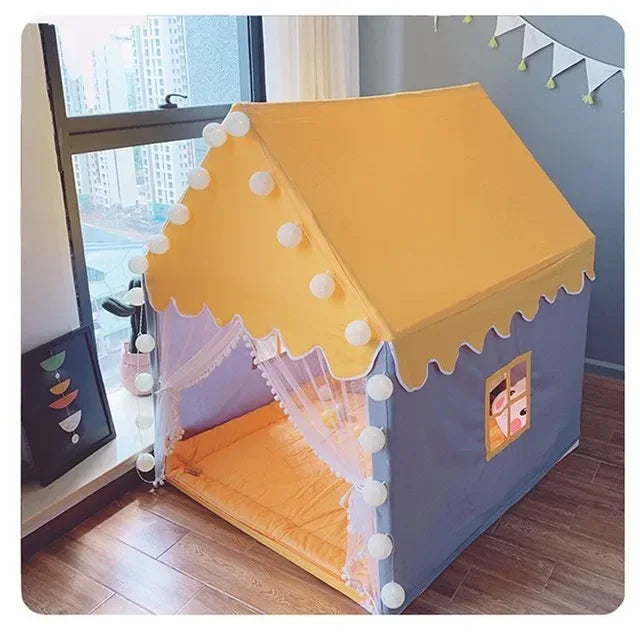 Foldable Kids Tipi Tent – Girls Princess Play House Castle Kids Play Tent PLUSH only yellow tent