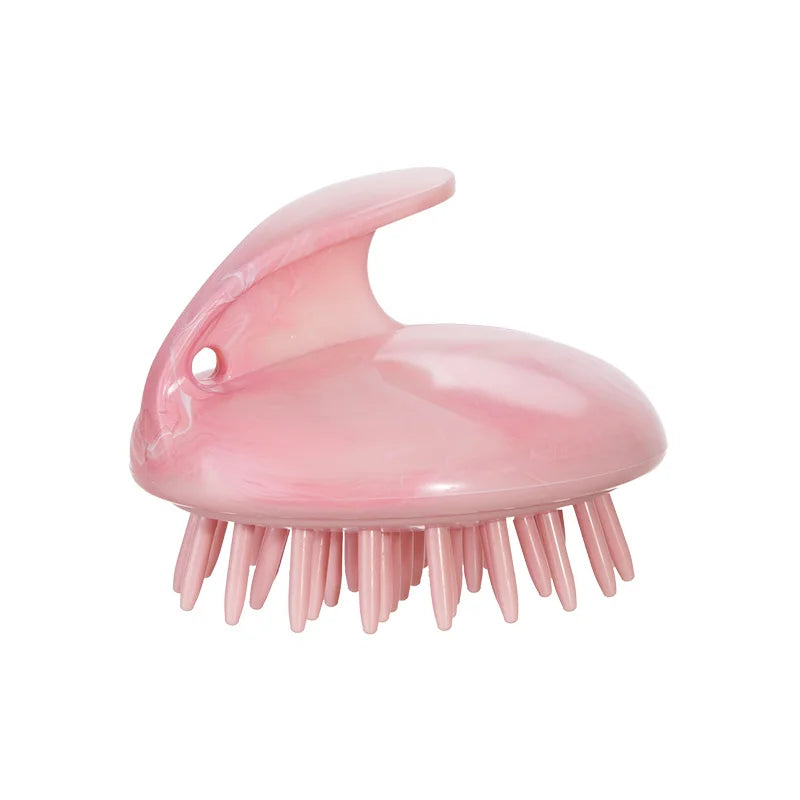 Silicone Scalp Massager Shampoo Brush – Marble Pattern Scalp Massager Brush PLUSH pink