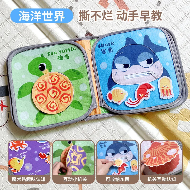 Baby Cloth Sensory Book – Montessori Cognitive Toy Ages 0–3 Baby Sensory Book PLUSH Ocean World
