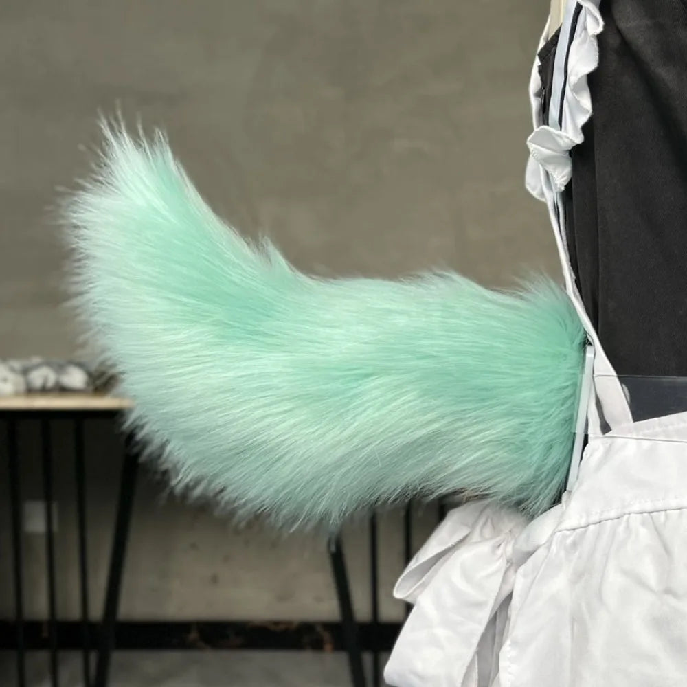 Electric Moving Cosplay Tail – Remote Control, USB Rechargeable Fur Cosplay Costume Tail PLUSH Green Option 1