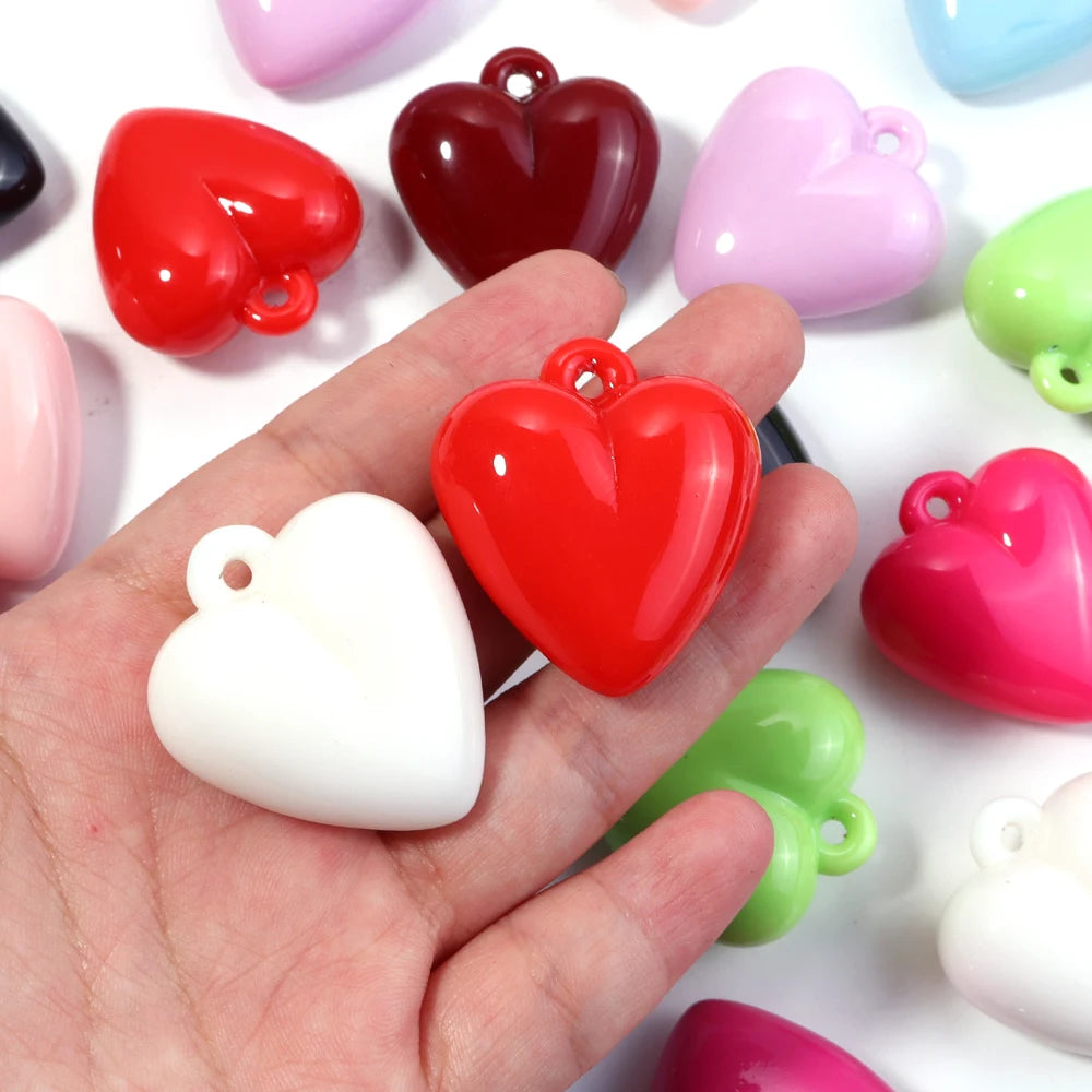 5pcs Colorful Acrylic Heart Charms Pendants 32x35mm DIY Jewelry Jewelry Charms PLUSH