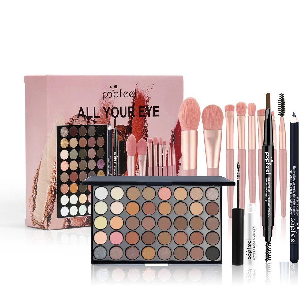 POPFEEL Eye Makeup Set – Palette, Eyeliner, Mascara & 8 Brushes Eye Makeup Set PLUSH