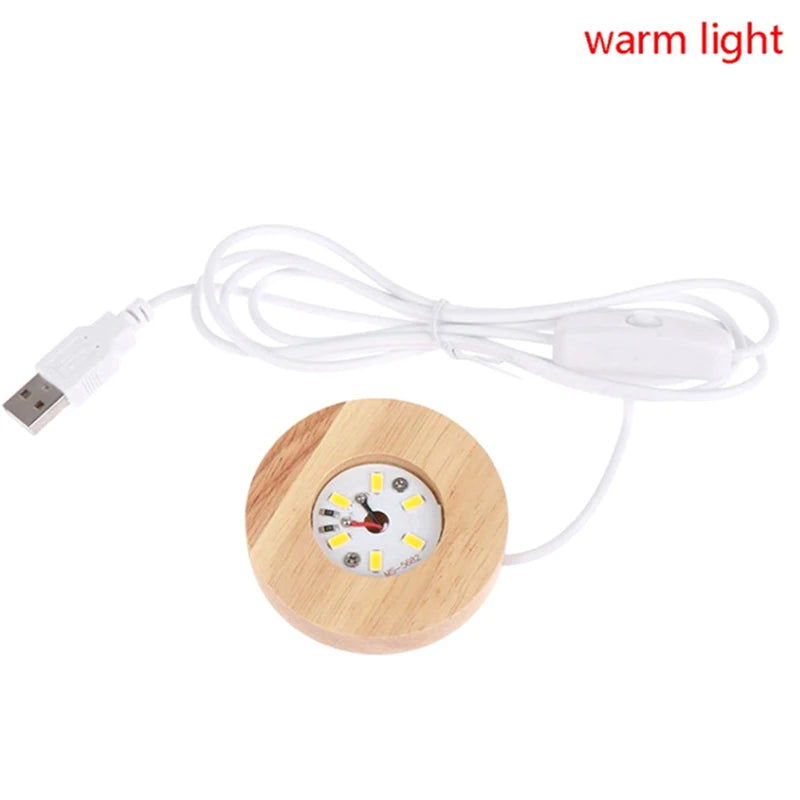Wooden LED Light Display Base for Crystal Ball & Décor LED Display Base PLUSH warm white