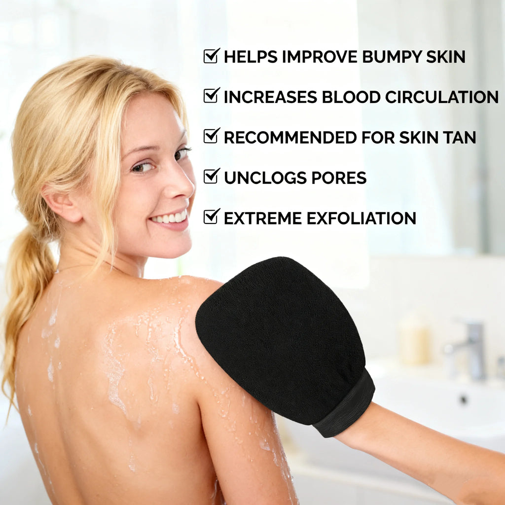 Exfoliating Glove Body & Face Bath Scrub – Deep Cleansing Exfoliating Scrub Glove PLUSH