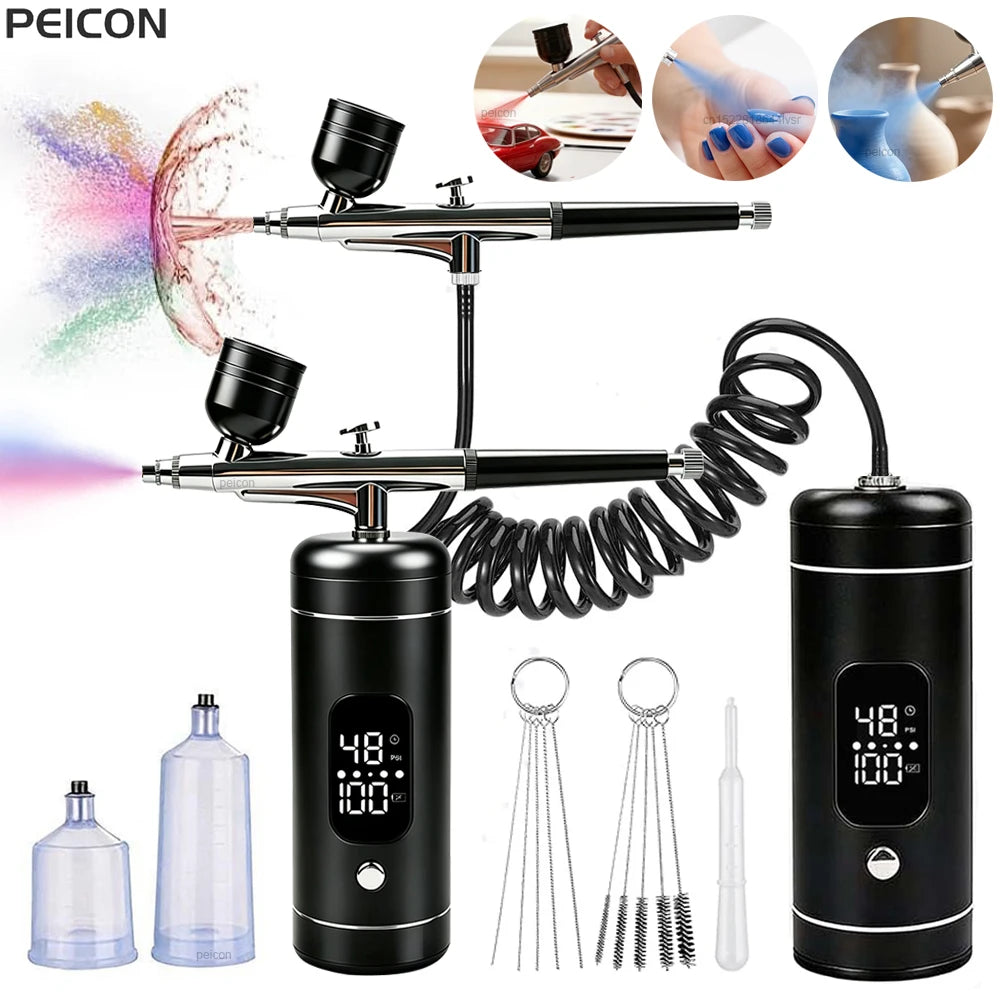 Portable Airbrush Kit with Compressor & Digital Display Airbrush Kit PLUSH