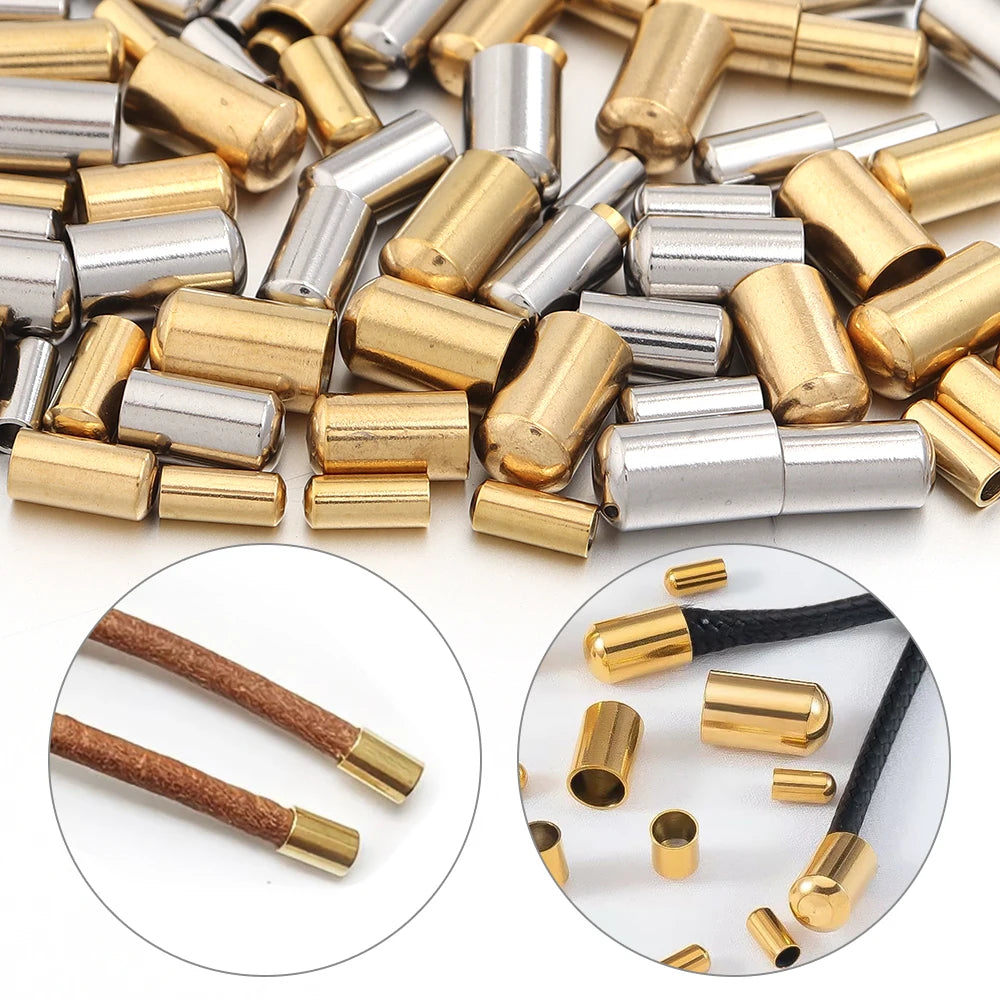 Stainless Steel Crimp Cord End Caps DIY Jewelry – 10/20pcs Jewelry Findings PLUSH