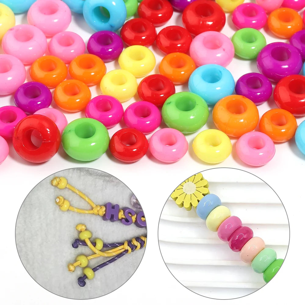 50-100pcs Abacus Acrylic Flat Round Big Hole Spacer Beads DIY Acrylic Spacer Beads PLUSH