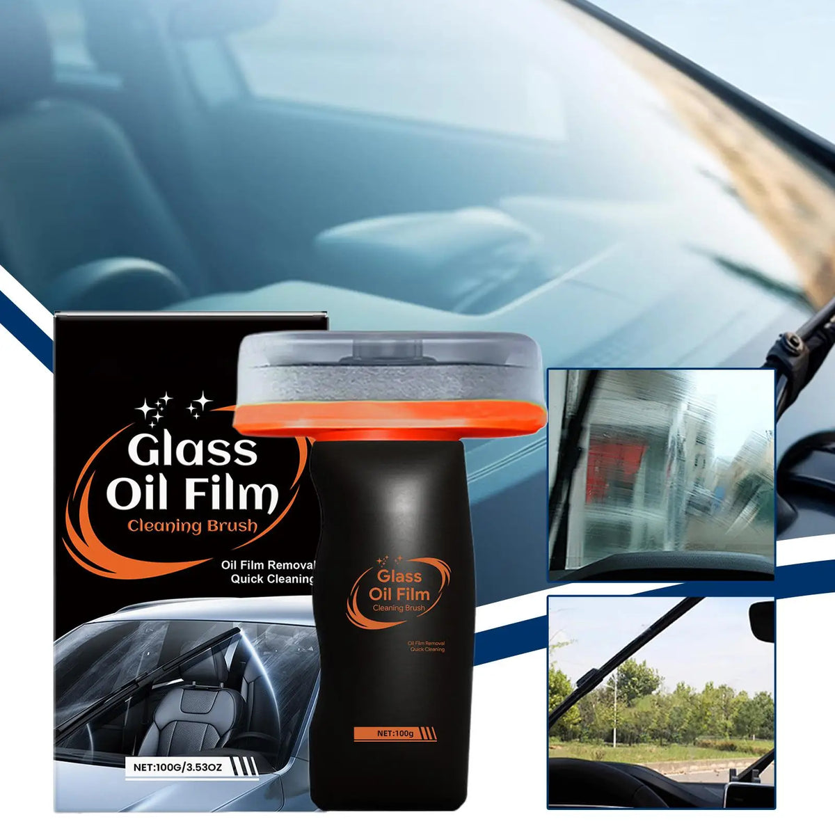 Car Windshield Oil Film Remover Cleaning Brush – Anti-Rain Car Glass Cleaner PLUSH