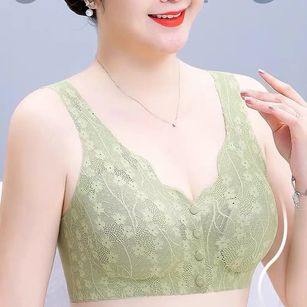 Women's Wireless Front-Close Cotton Bra – Breathable Full Cup Wireless Cotton Bra PLUSH