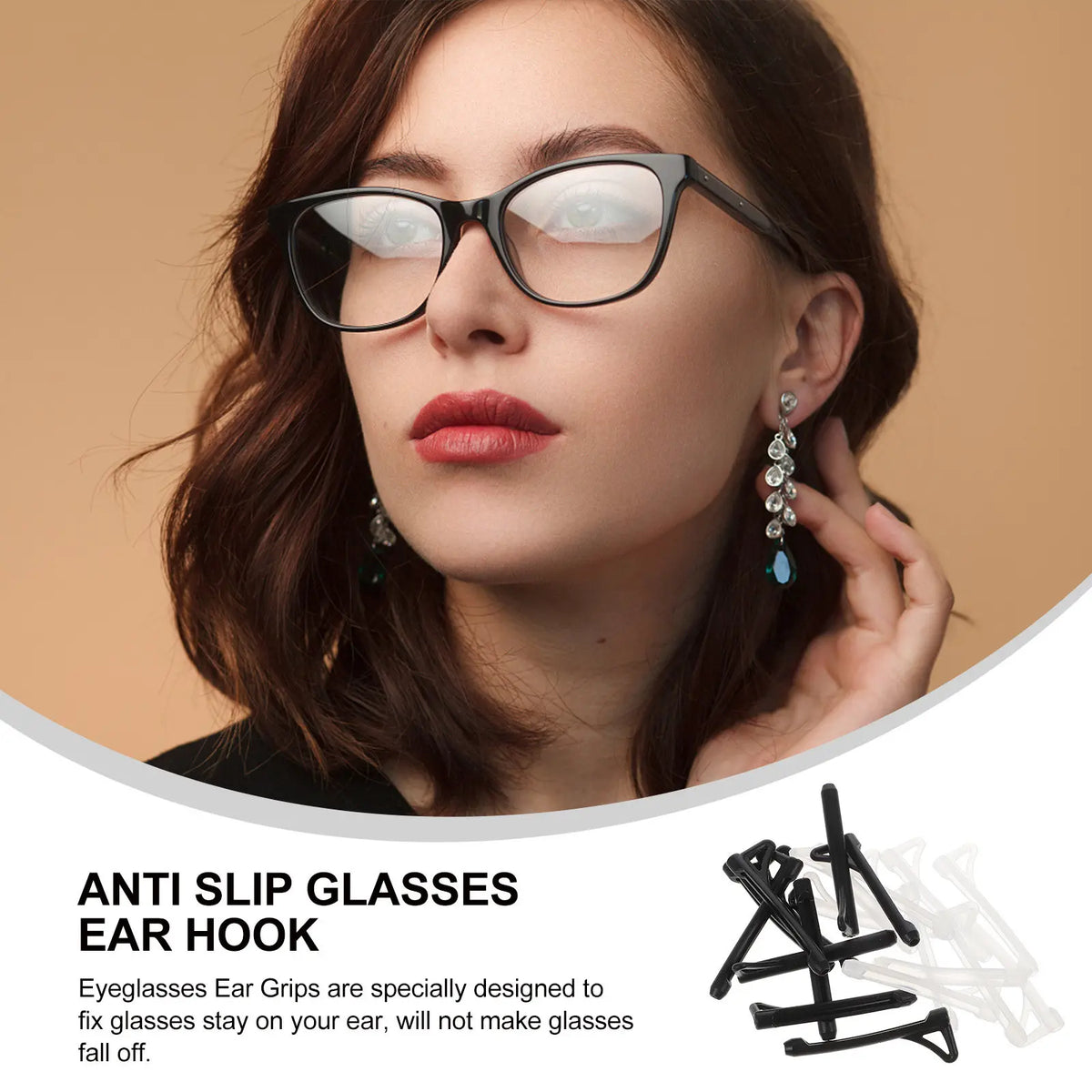 10 Pairs Silicone Anti-Slip Glasses Ear Grips & Temple Tips Eyeglass Accessories PLUSH