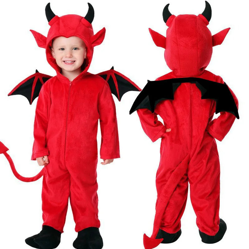 Kids Halloween Vampire Demon Costume – Hooded Red Bat Cape Kids Halloween Costume PLUSH