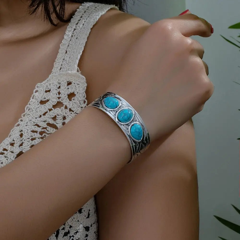 Adjustable Bohemian Turquoise Cuff Bangle – Women's Bracelet Cuff Bangle Bracelet PLUSH