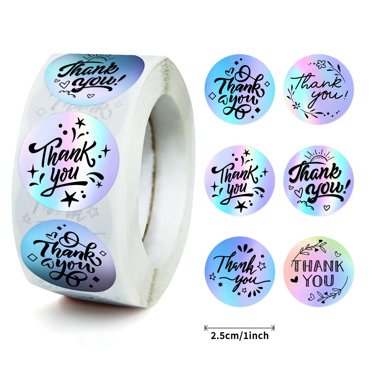 500pcs Laser Thank You Stickers 1 Inch Self-Adhesive Labels Packaging Sticker Labels PLUSH