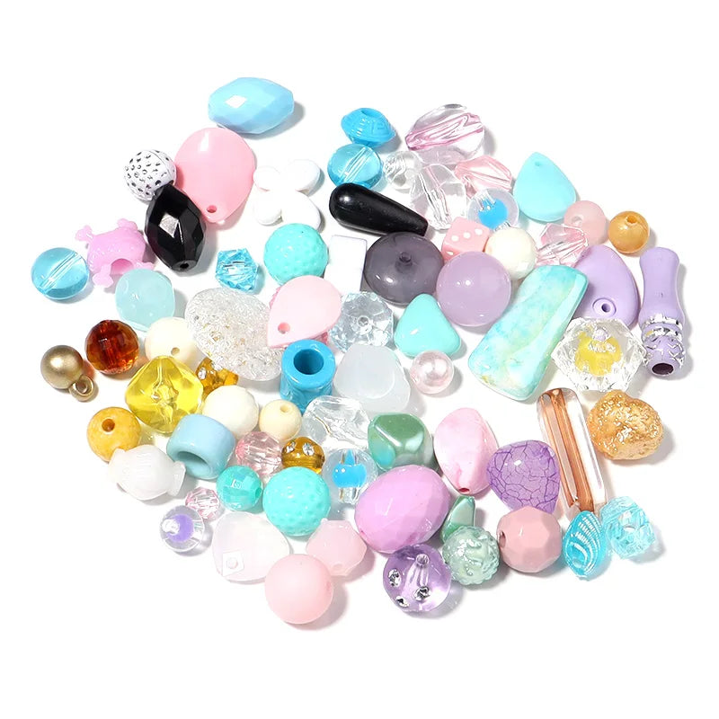 50g Mixed Acrylic Beads Y2K DIY Jewelry Phone Chain Bracelet Acrylic Craft Beads PLUSH