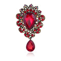 Water Drop Rhinestone Brooch Pin – Elegant Crystal Corsage Rhinestone Brooch Pin PLUSH red