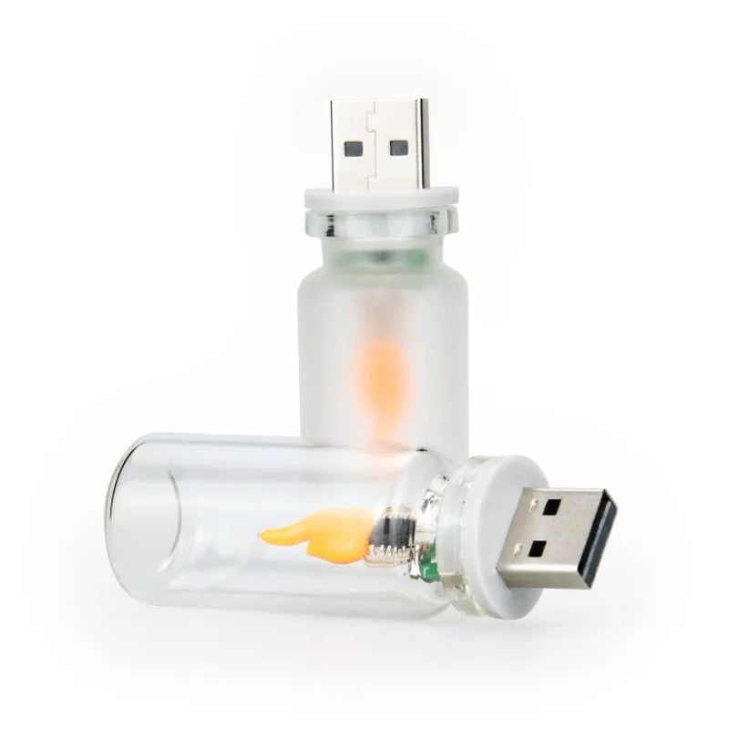 USB LED Flickering Flame Night Light | Touch Control Glass Candle LED Night Light PLUSH