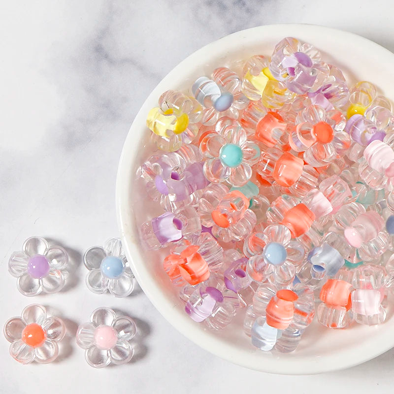 100pcs Acrylic Sunflower Spacer Beads 12.5x6mm | DIY Jewelry Acrylic Spacer Beads PLUSH