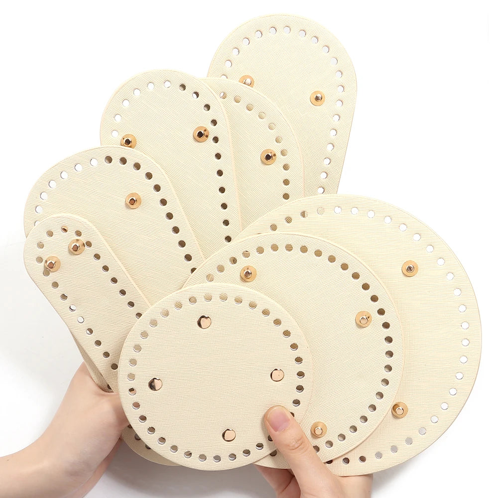 Round PU Leather Bag Base with Rivets – 12/15/18cm DIY Handbag Bag Making Base PLUSH
