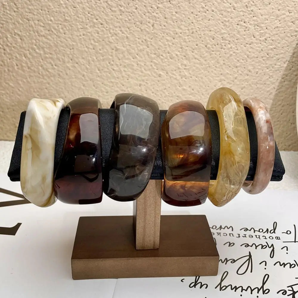 Bohemian Wide Acrylic Bangle – Smudge Pattern Bracelet for Women Acrylic Bangle Bracelet PLUSH