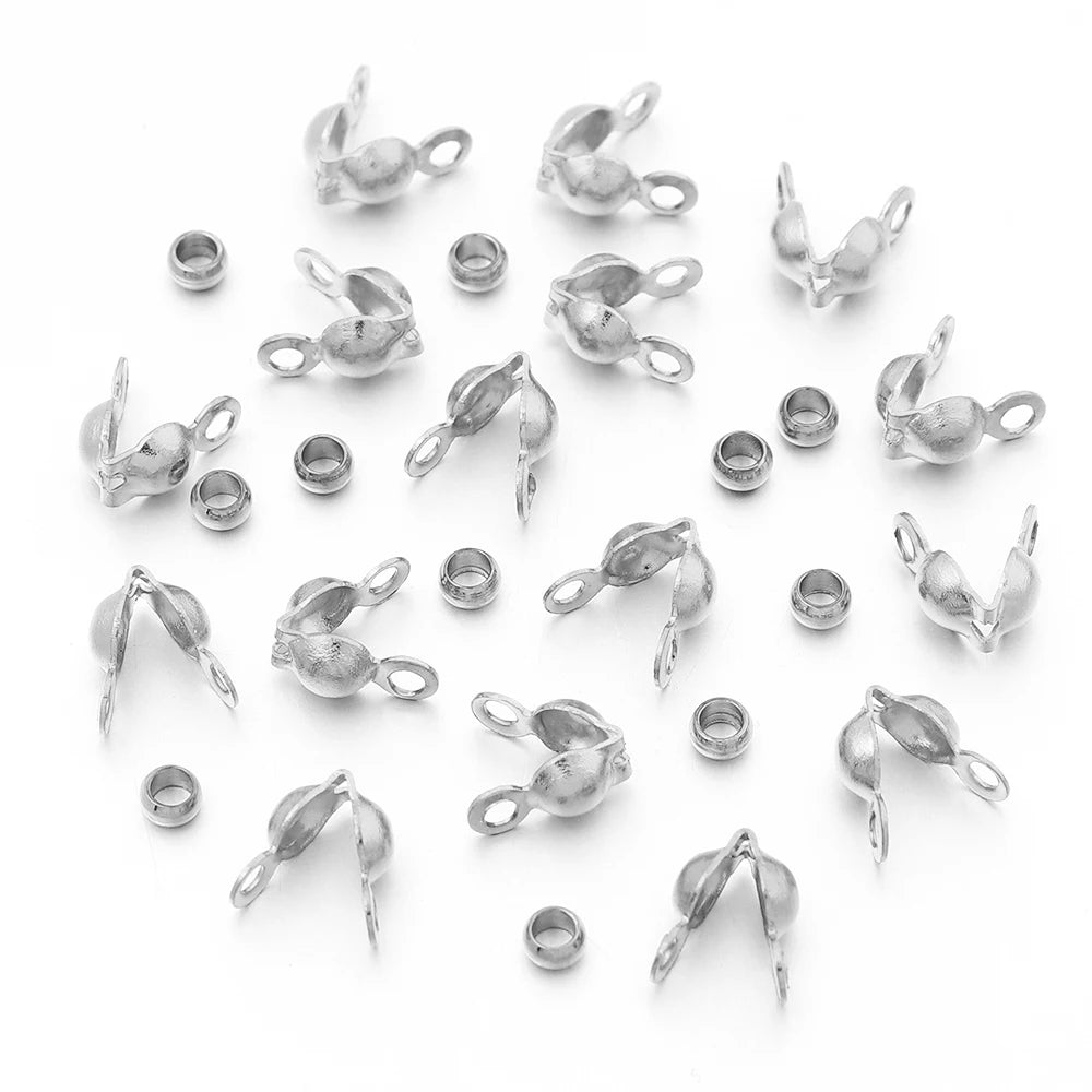 Stainless Steel Jewelry Clasps & Crimp Stopper Beads DIY Set Jewelry Findings Set PLUSH SR 8x4mm