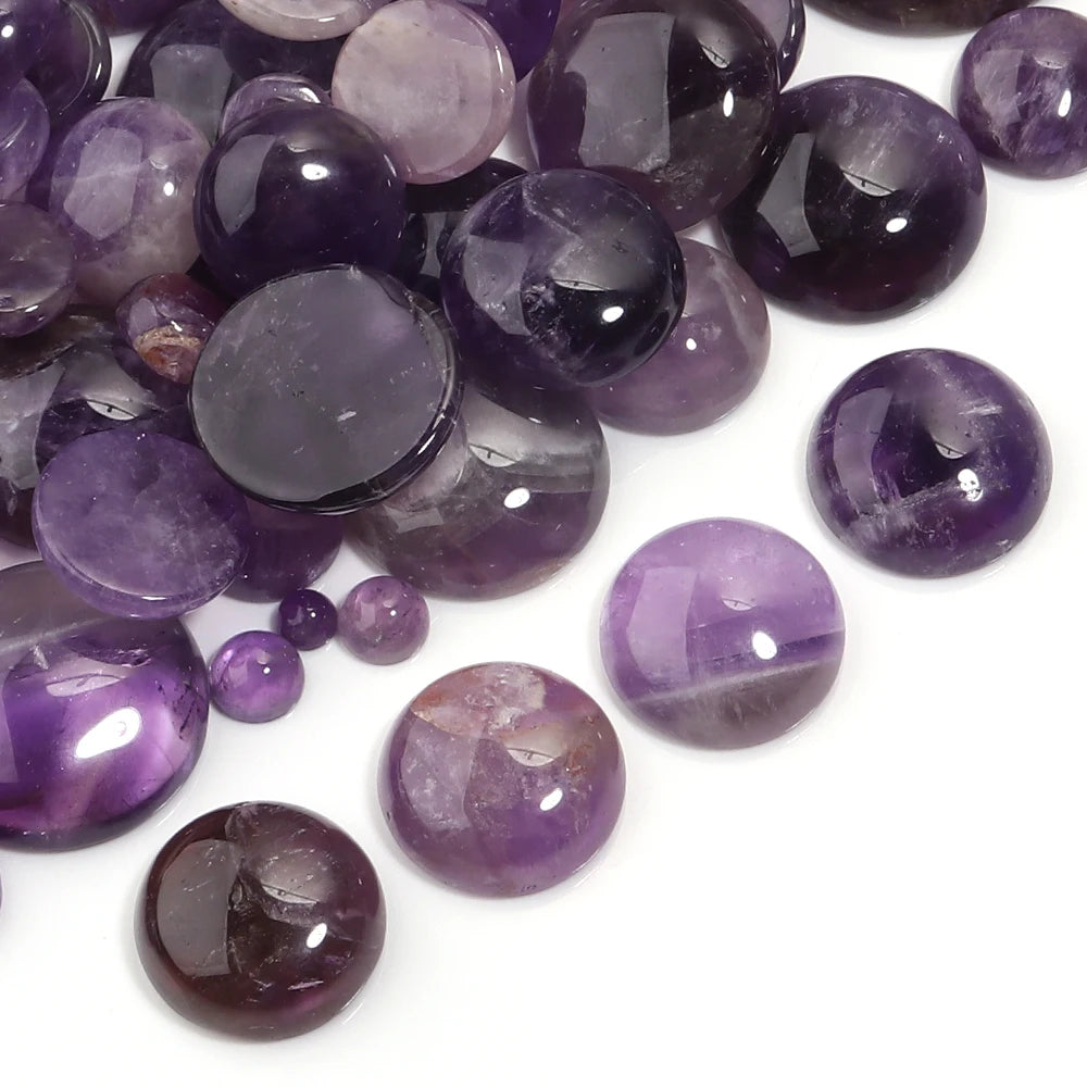 Natural Amethyst Round Cabochons – DIY Jewelry Making 5-10pcs Stone Cabochons PLUSH