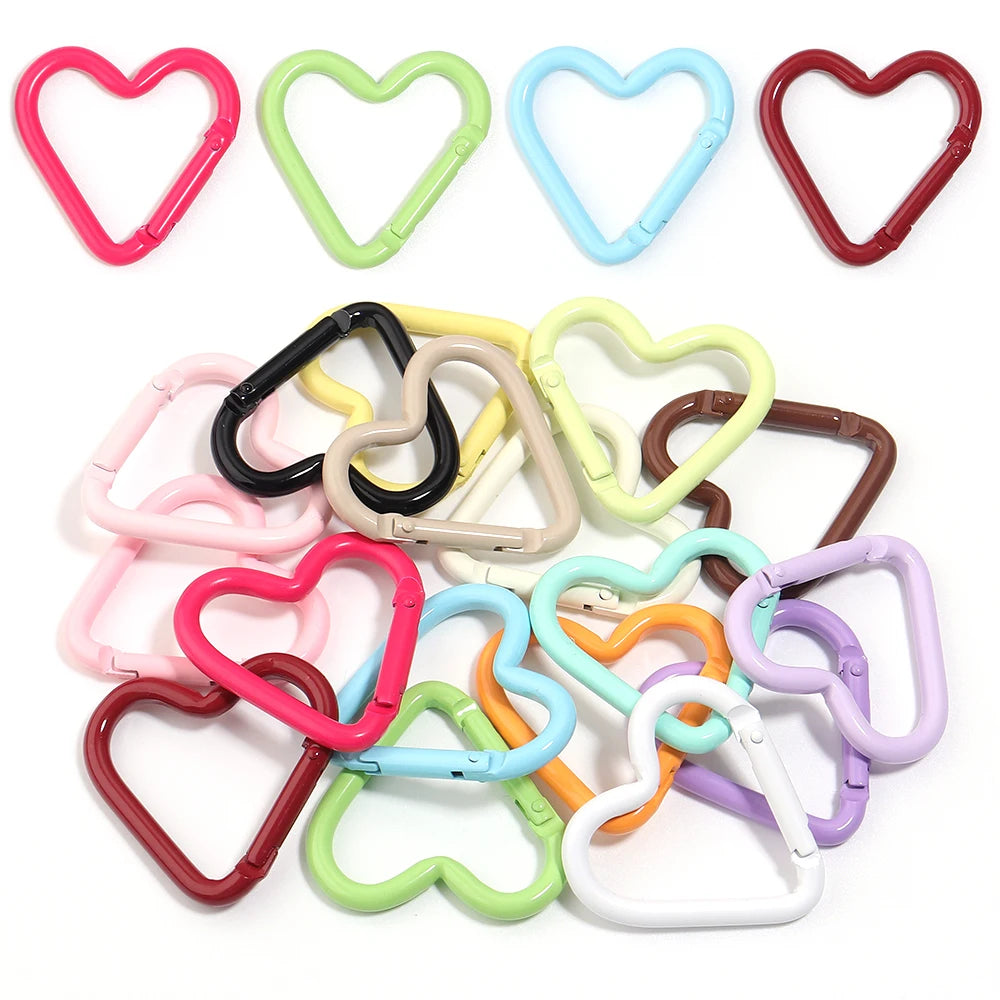 5pcs Heart Spring Clasps 43mm Carabiner Keychain Hooks DIY Jewelry Clasps & Hooks PLUSH