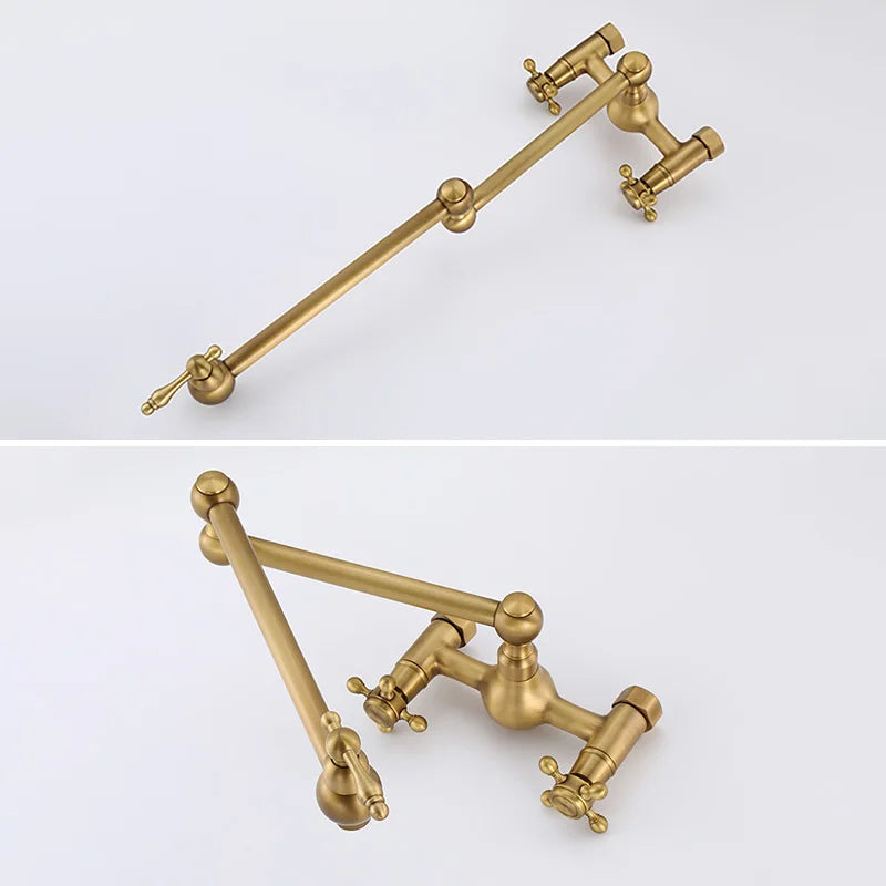 Wall-Mounted Antique Brass Kitchen Faucet Dual Handle EL542A Kitchen Faucet PLUSH