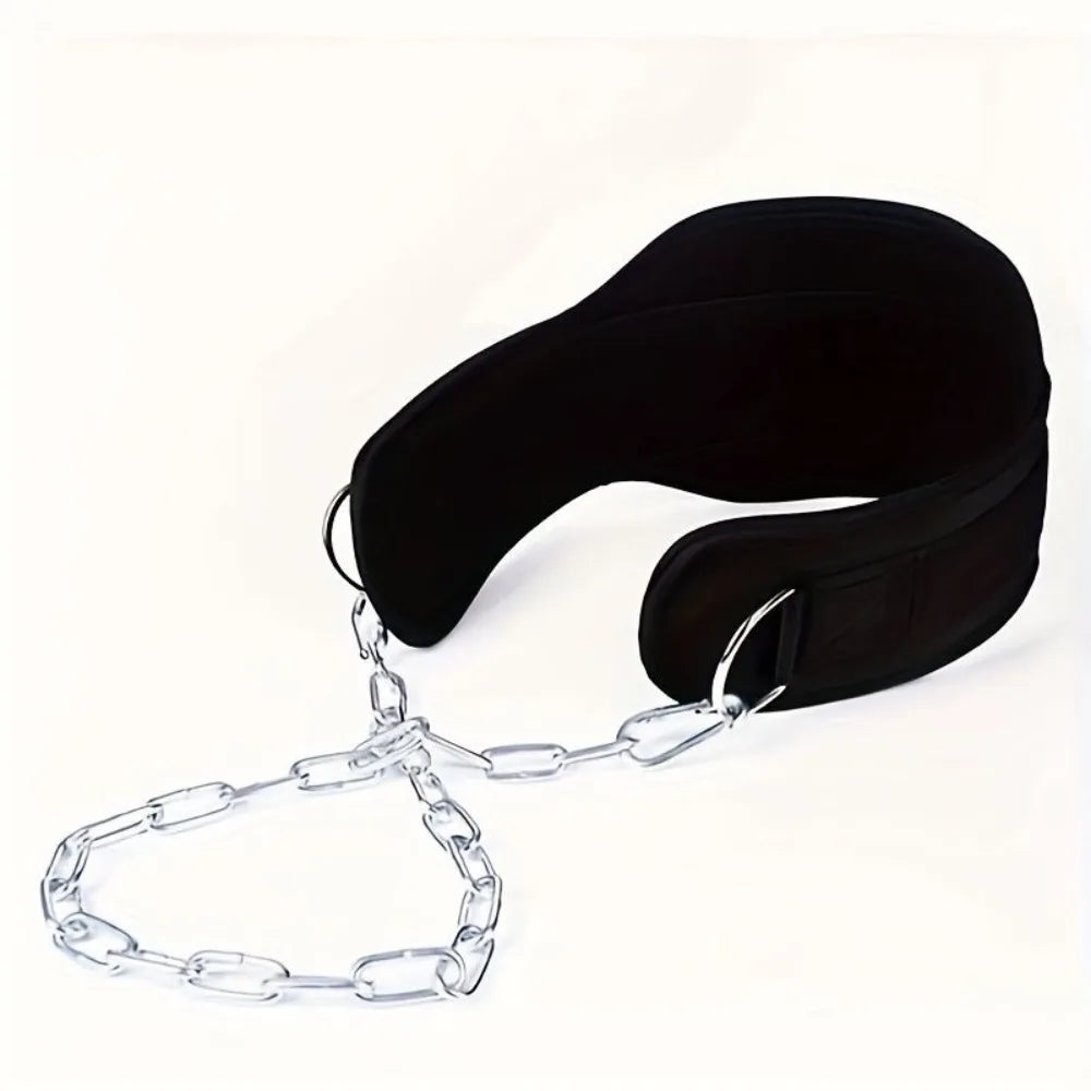 Double Layer Weighted Dip Belt – Adjustable Pull-Up Chain Belt Weighted Dip Belt PLUSH Black