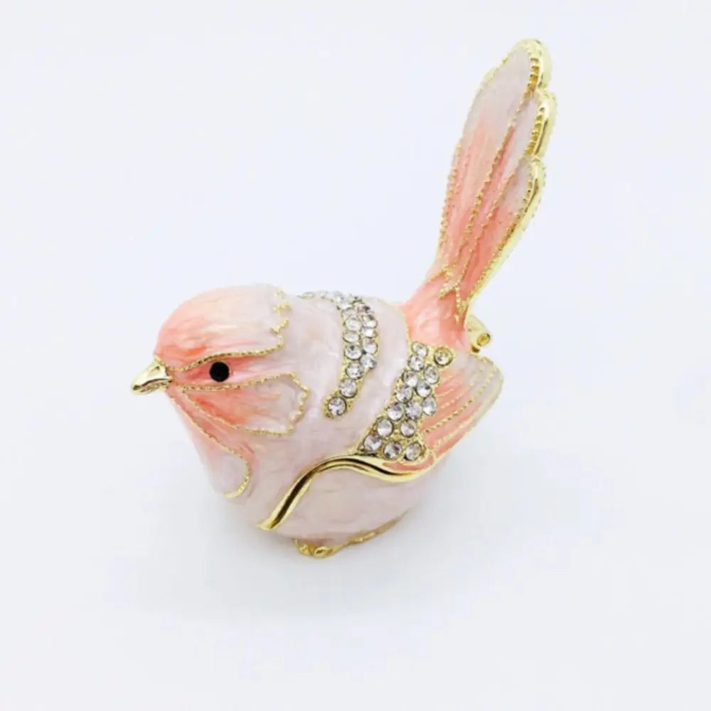 Mini Enamel Bird Trinket Box | Zinc Alloy Animal Figurine Enamel Trinket Box PLUSH