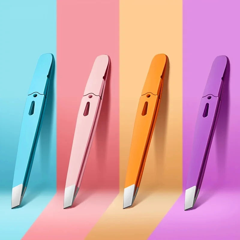 Slanted Stainless Steel Eyebrow Tweezer – Colorful Makeup Tool Eyebrow Tweezer PLUSH