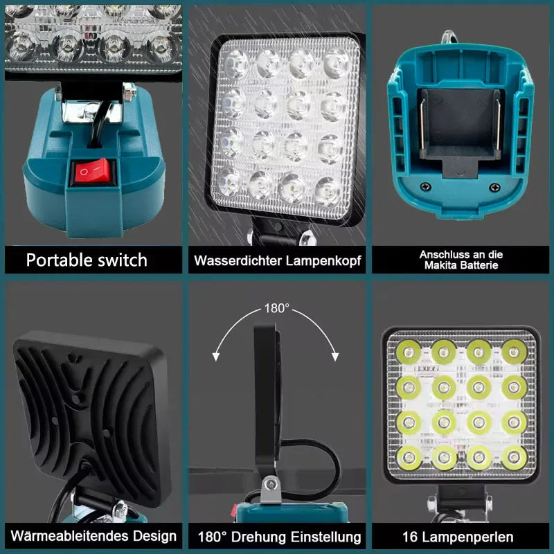 ZWINCKY 4" Cordless LED Work Light for Makita 14.4V–18V Battery Cordless Work Light PLUSH