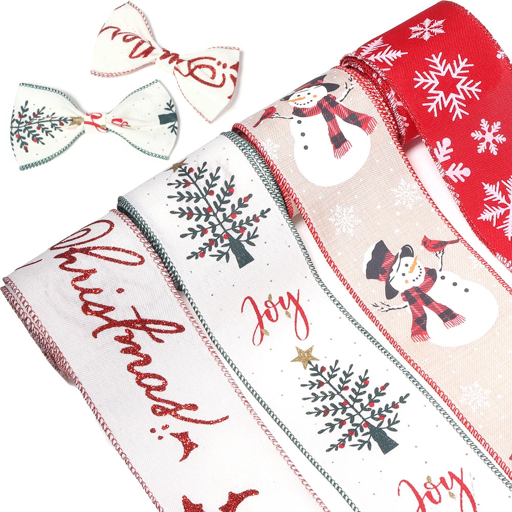 3 Yards Christmas Linen Ribbon 2" – DIY Gift Wrap & Craft Craft Ribbon PLUSH