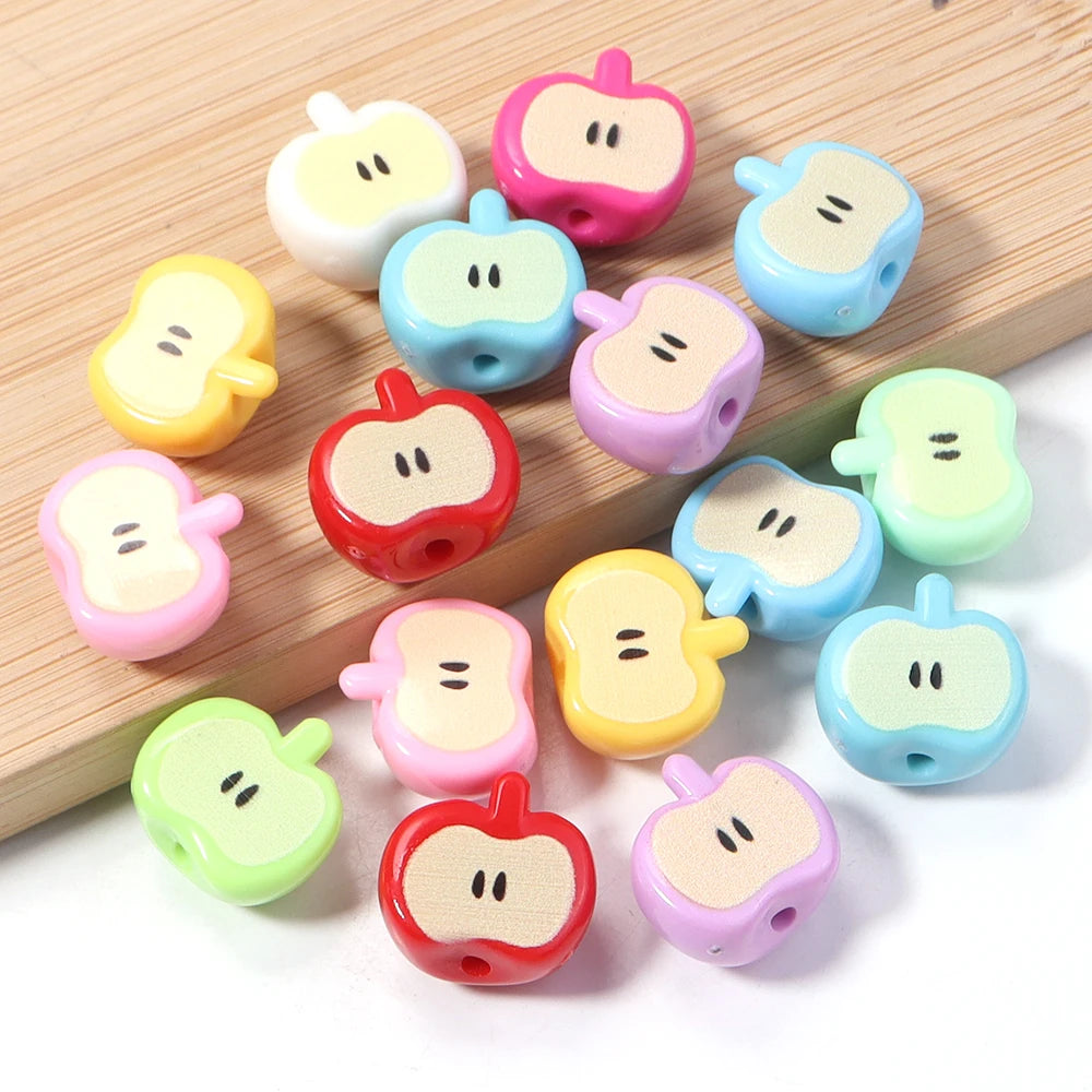 10pcs Half Apple Acrylic Spacer Beads – Colorful DIY Jewelry Acrylic Spacer Beads PLUSH