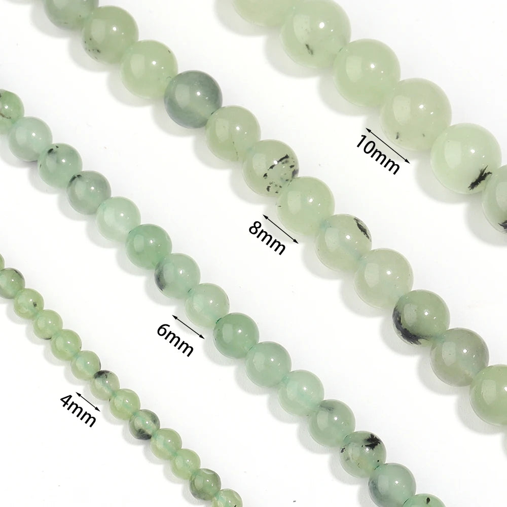 Green Prehnite Stone Beads 4–10mm Round Smooth Natural Loose Beads Natural Stone Beads PLUSH