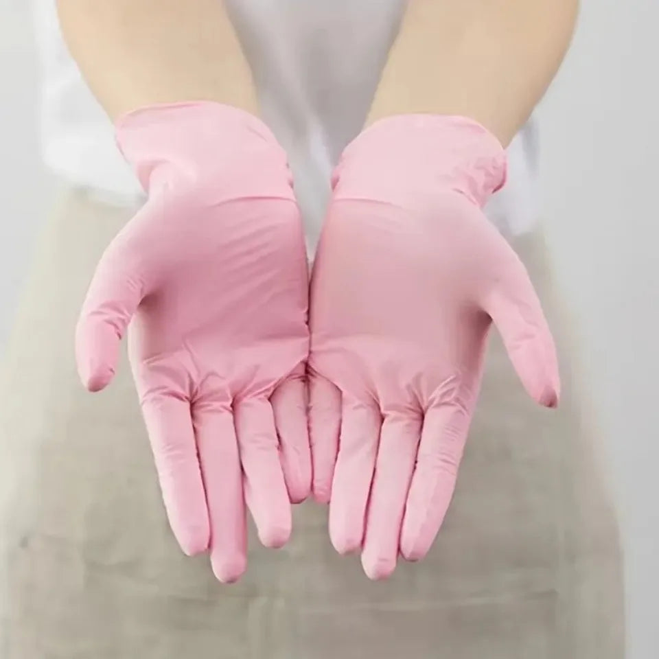 Light Pink Nitrile Gloves 50/100pcs – Powder Free Disposable Disposable Nitrile Gloves PLUSH