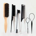 6-Piece Anti-Static Bamboo Detangling Comb Set – All Hair Types Hair Comb Set PLUSH 6pcs-C