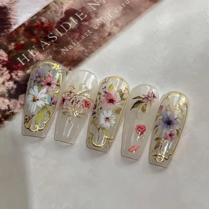 5D Embossed Flower Nail Stickers – Laser Petal Self-Adhesive Art Nail Art Stickers PLUSH