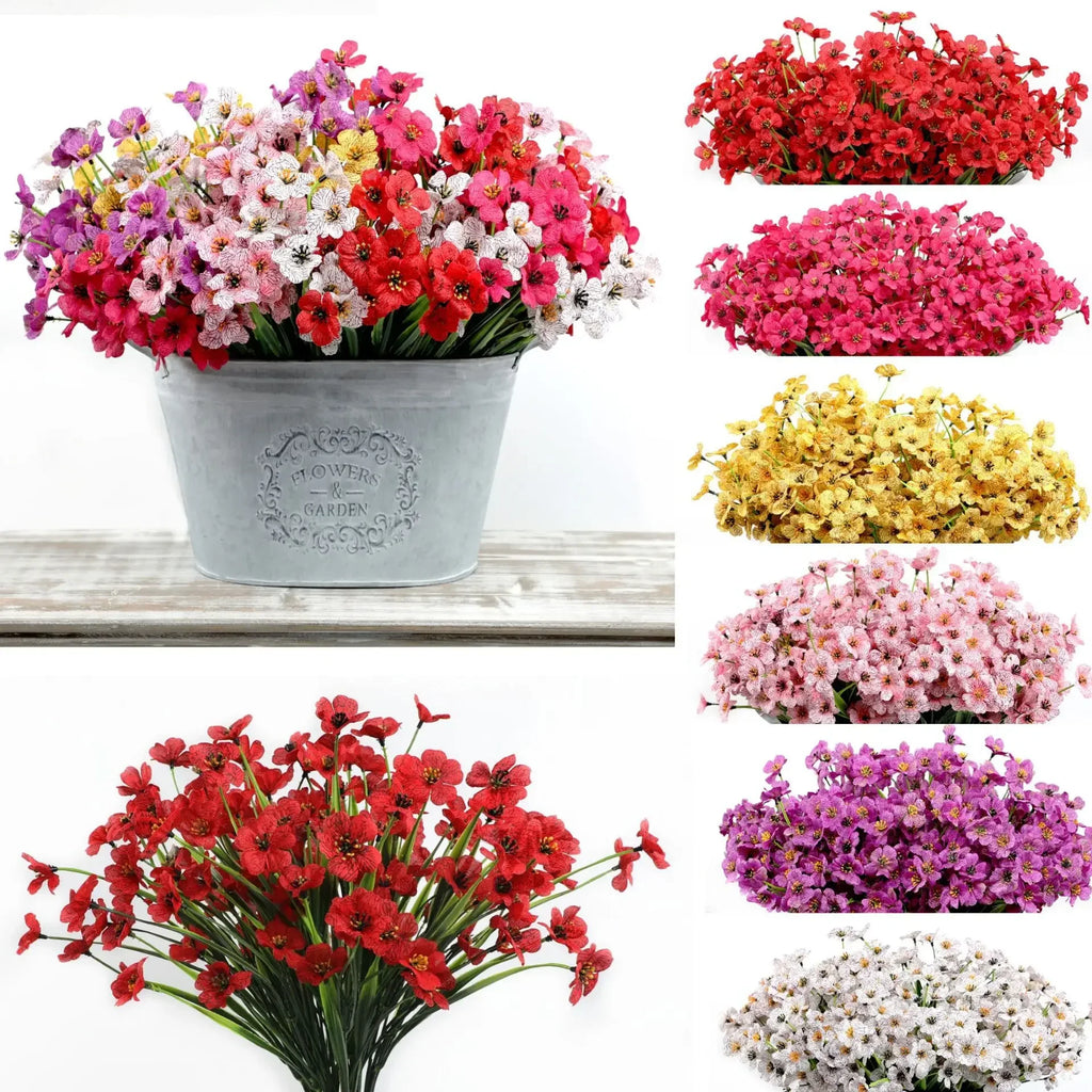 Artificial Violet Flowers UV Resistant Faux Outdoor Plants Decor Artificial Outdoor Flowers PLUSH