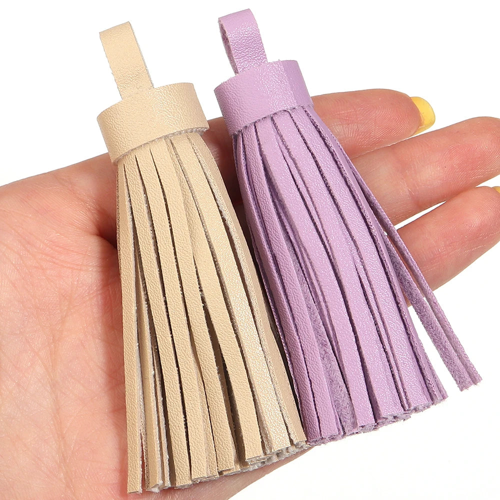 4pcs 9cm PU Leather Tassel Pendants – Bag Charm & DIY Jewelry Tassel Pendants PLUSH