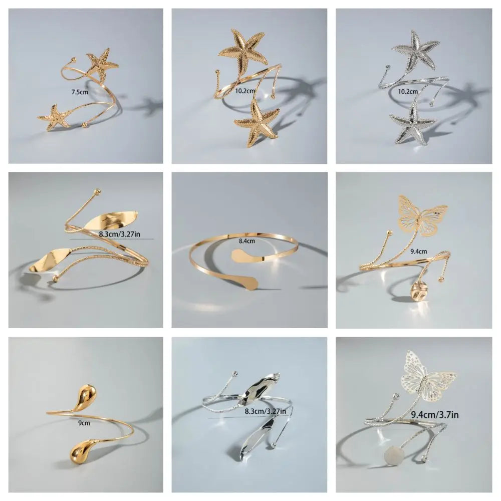 Spiral Starfish Open Cuff Bangle – Adjustable Arm Bracelet Arm Cuff Bangle PLUSH