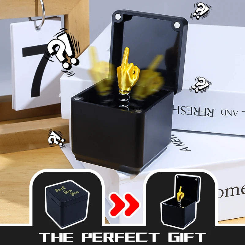 Middle Finger in a Box – Funny Prank Gag Gift & Desk Decor Novelty Gag Gift PLUSH