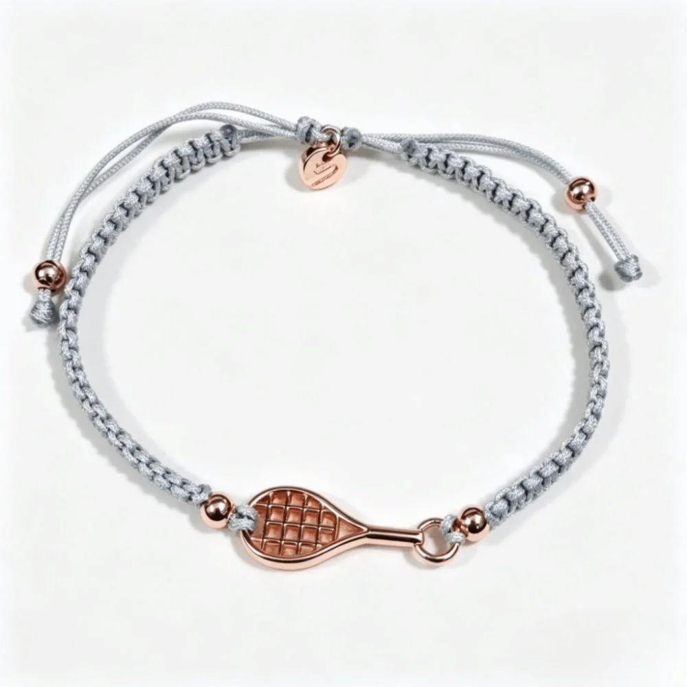 Adjustable Tennis Racket Charm Bracelet – Handwoven Copper Charm Bracelet PLUSH Tennis racket